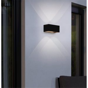 Aplique LED Exterior LESMO Negro con Proyección Decorativa Doble Tipo Cruz 3000K IP44 – Eglo - Imagen 2