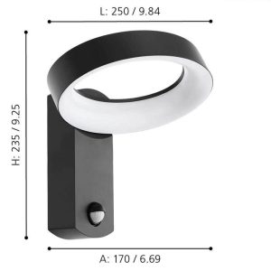 Aplique LED Exterior PERNATE Antracita con Sensor de Movimiento 3000K IP44 – Eglo - Imagen 3