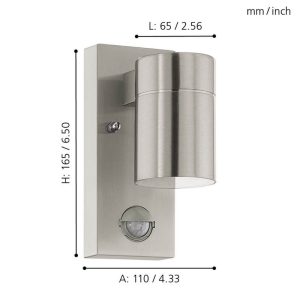 Aplique LED Exterior RIGA 5 de Acero con Sensor de Movimiento 3000K IP44 – Eglo - Imagen 3