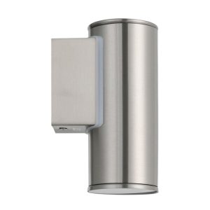 Aplique LED Exterior RIGA Cilíndrico de Acero con Cubiertas de Cristal GU10 3000K – Eglo - Imagen 1