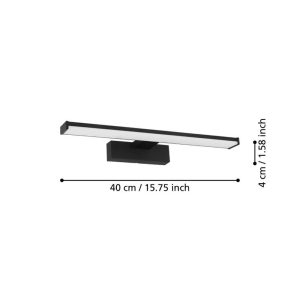 Aplique LED para Espejo GALENZANA-E Negro IP44 900 lm 4000K 40 cm Baño – Eglo - Imagen 3
