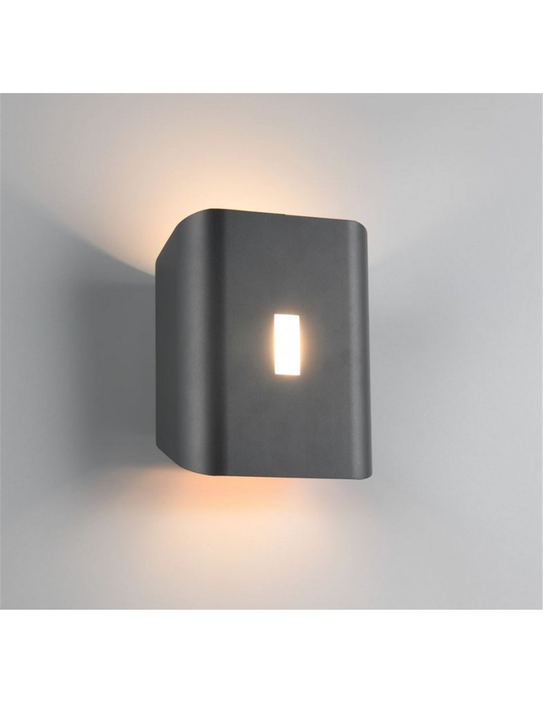 Aplique LED Santerno 7.5W 850lm 3 tonos IP44 antracita Trio Lighting vista lateral encendido