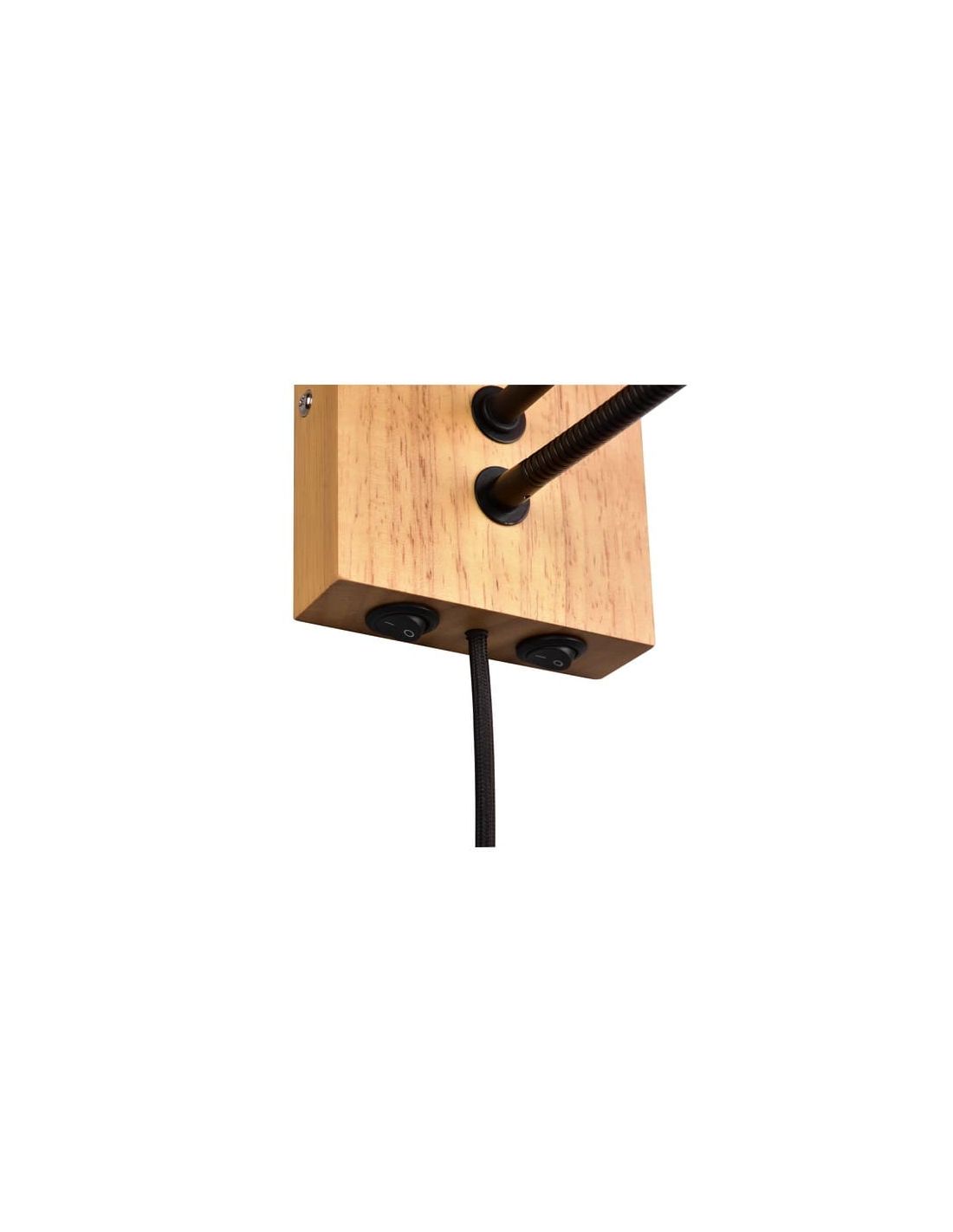 Aplique Nilam cuadrado madera y textil 2 luces LED 3.1W 3000K IP20 Trio Lighting detalle base madera y cable