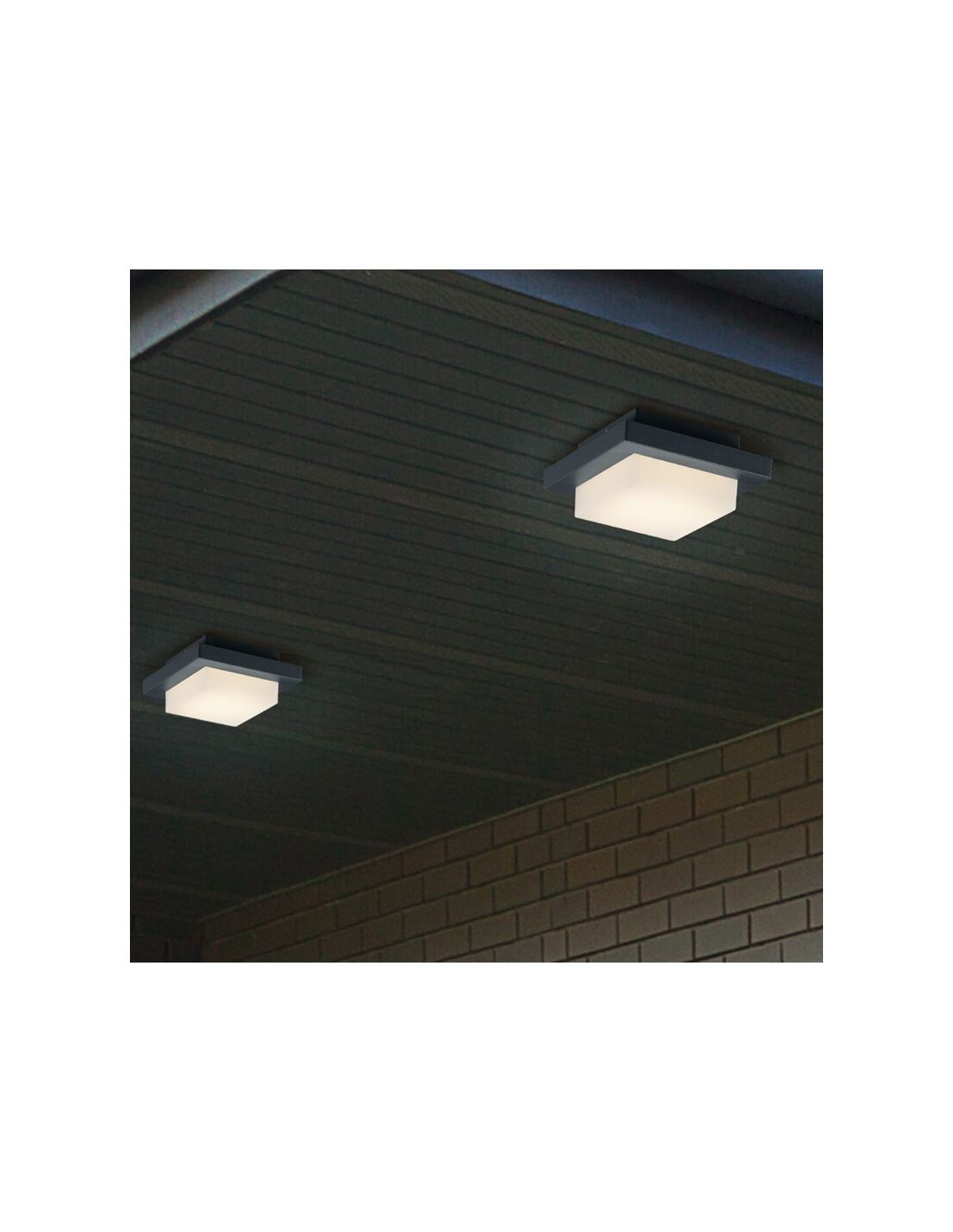 Plafón exterior LED Hondo 3.5W 330lm 3000K IP54 Trio Lighting instalado en techo exterior