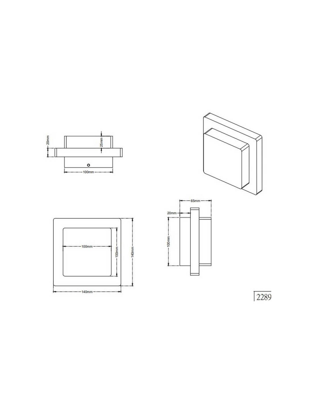 Aplique o plafón exterior LED Hondo 3.5W 330lm 3000K IP54 Trio Lighting plano técnico con medidas