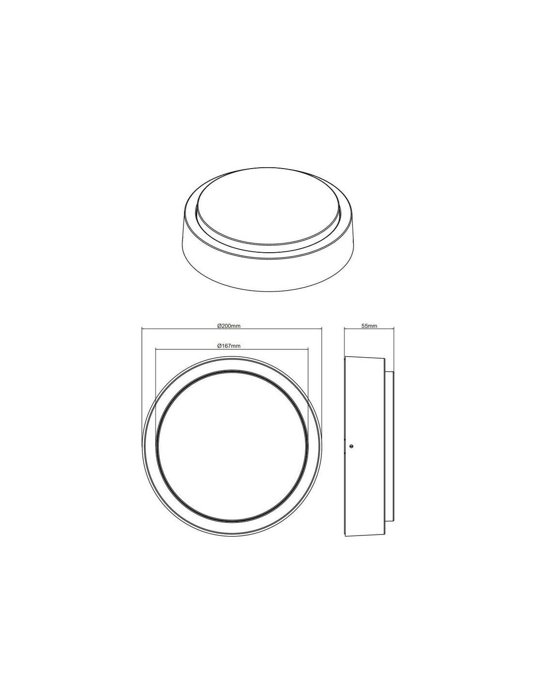 Aplique o plafón LED Breg 8.5W 850lm 3000K IP54 Trio Lighting plano técnico con medidas