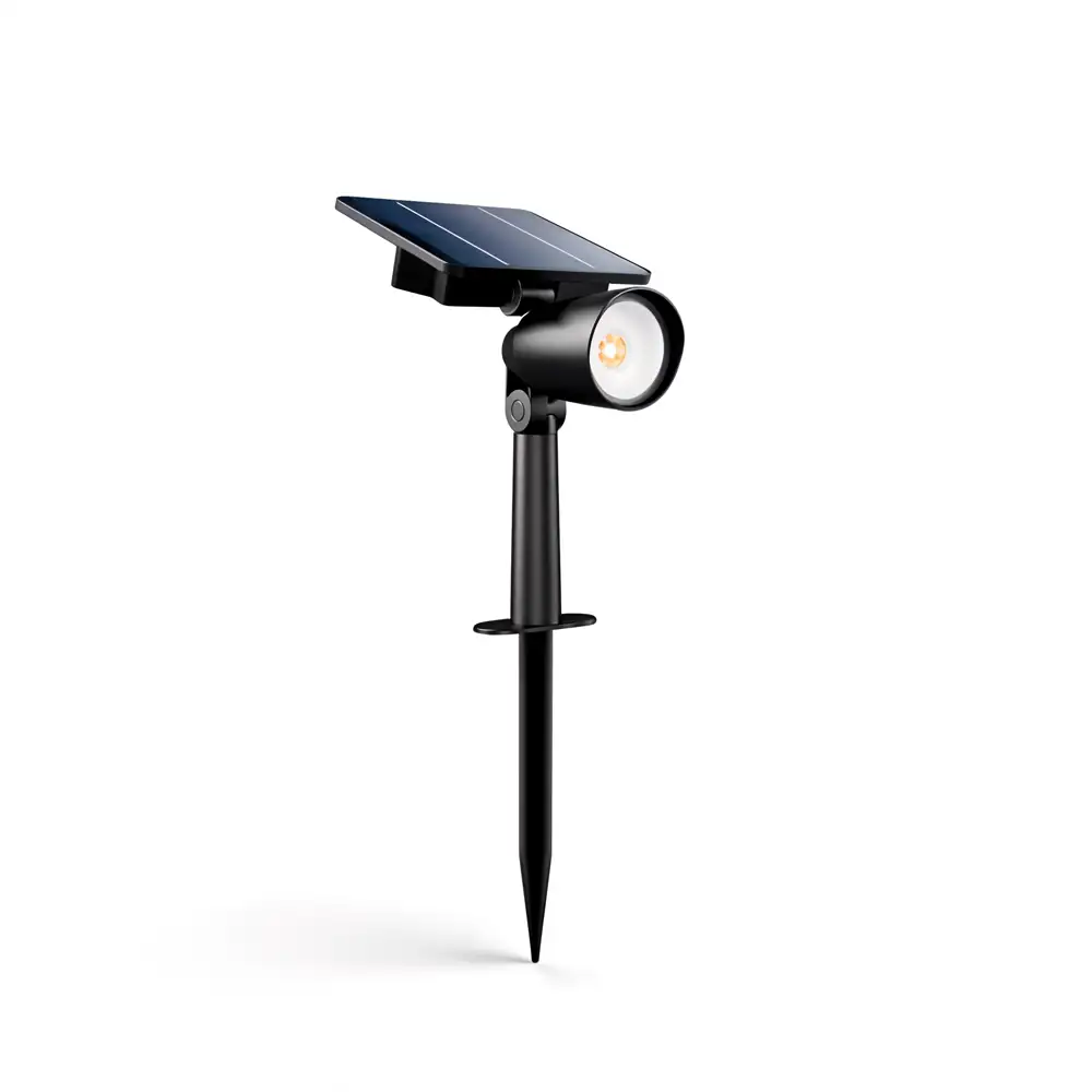tiendas deco aplique pincho ashlyn led 1 x 14w 2700k solar con sensor negro ip44 philips 2