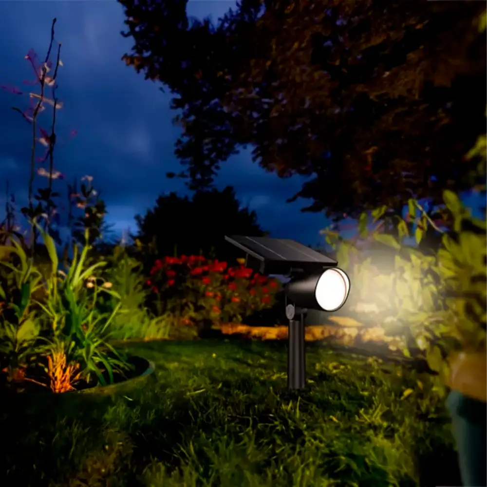 tiendas deco aplique pincho ashlyn led 1 x 14w 2700k solar con sensor negro ip44 philips 5