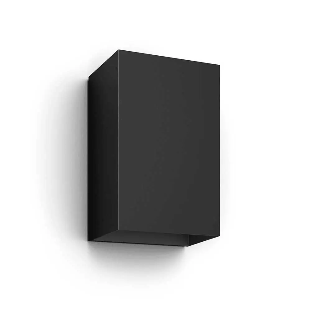 Aplique exterior Resonate Philips Hue negro acabado mate vista sin iluminación.