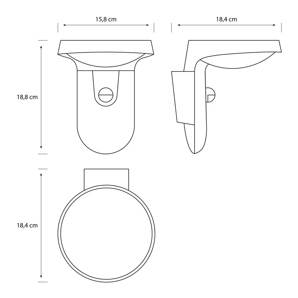 Aplique Philips Tyla LED solar antracita IP44 con medidas técnicas y dimensiones