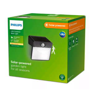 Aplique Yarixa LED 1×2,2W 2700K Solar con Sensor Negro IP44 – Philips - Imagen 2