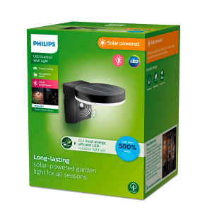 Aplique Zonal R LED 1×1,3W 3000K Solar con Sensor Ultra Eficiente Negro IP44 – Philips - Imagen 3