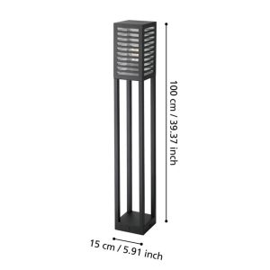 Baliza de Exterior ALAMONTE 3 en Metal Negro con Casquillo E27 IP44 – Eglo - Imagen 2