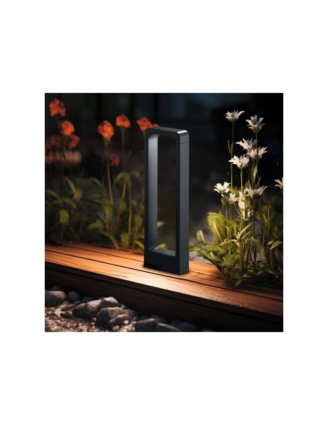 Baliza LED Reno 50cm 4.5W 450lm 3000K IP54 antracita Trio Lighting iluminando sendero