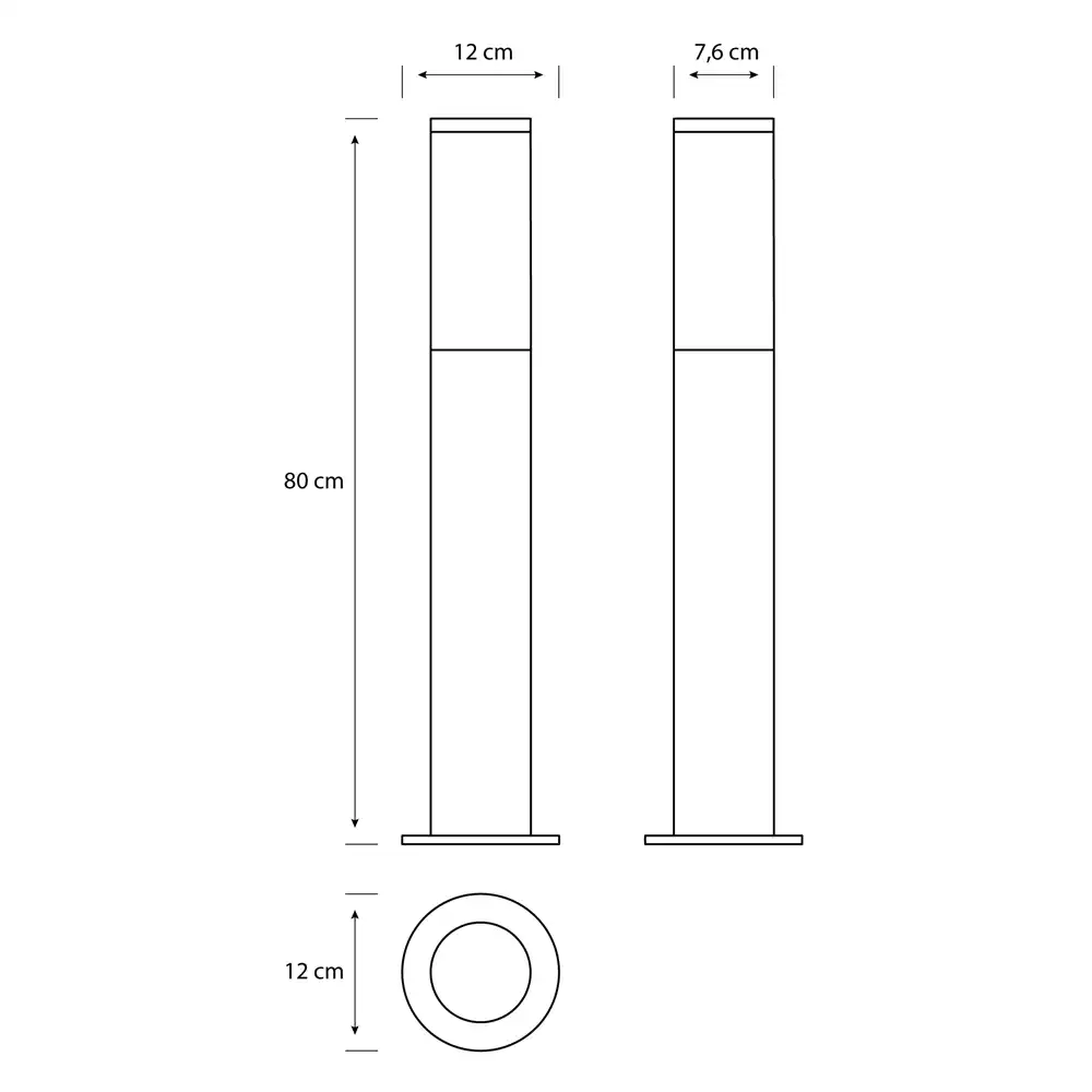 Baliza Philips Utrech G antracita IP44 con medidas técnicas y dimensiones