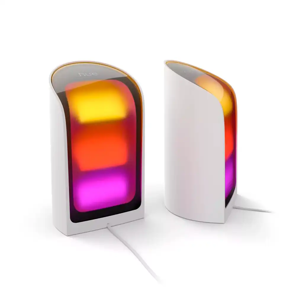 Detalle del efecto de luz en degradado del bañador Play Wall Washer 2 Philips Hue blanco.