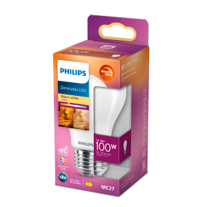 Bombilla Estándar LED 100W Equivalente E27 2200K–2700K White Glow Regulable – Philips - Imagen 2