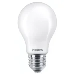 Bombilla estándar LED Philips 75W equivalente E27 2700K luz cálida mate no regulable vista frontal.