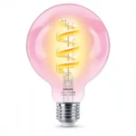 Bombilla globo G95 Philips WiZ E27 6,3W RGB regulable 2200K-6500K acabado claro.