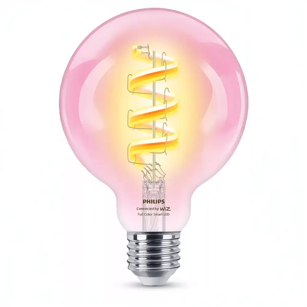 Bombilla globo G95 Philips WiZ E27 6,3W RGB regulable 2200K-6500K acabado claro.