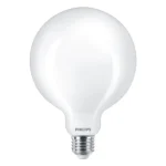 Bombilla globo LED Philips 120W equivalente G120 E27 2700K luz cálida mate no regulable vista frontal.