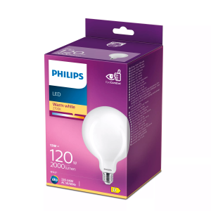 Bombilla Globo LED 120W Equivalente G120 E27 2700K Luz Cálida Mate No Regulable – Philips - Imagen 2