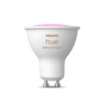 Bombilla LED Philips Hue White and Color GU10 4,2W mostrando luz en color.
