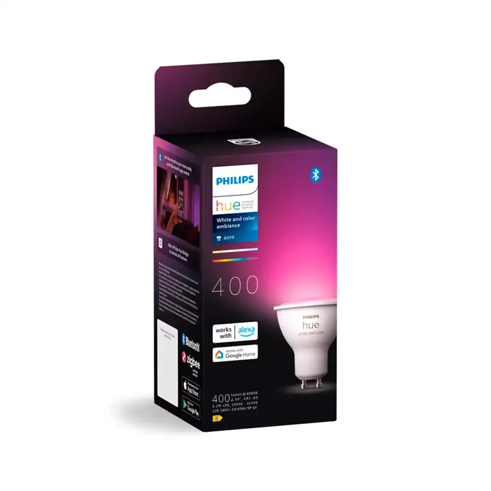Bombilla LED Philips Hue White and Color GU10 4,2W con caja original.