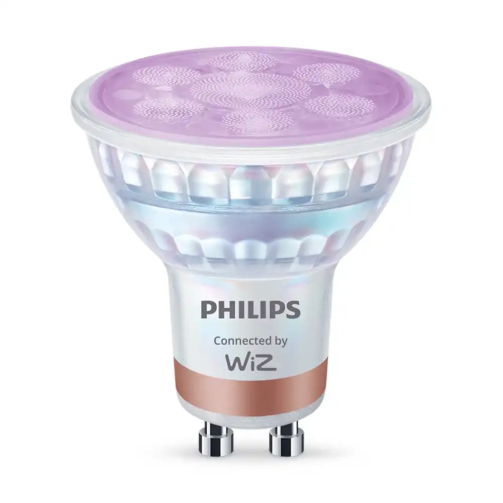 Bombilla LED GU10 Philips WiZ 4,7W RGB 2200K-6500K multicolor.