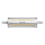 Bombilla lineal LED Philips R7s 120W equivalente 118mm 4000K luz fría regulable vista frontal.