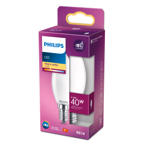 Bombilla Vela LED 40W Equivalente E14 2700K Luz Cálida Mate No Regulable – Philips - Imagen 2