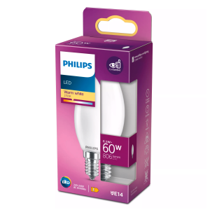 Bombilla Vela LED 60W Equivalente E14 2700K Luz Cálida Mate No Regulable – Philips - Imagen 2