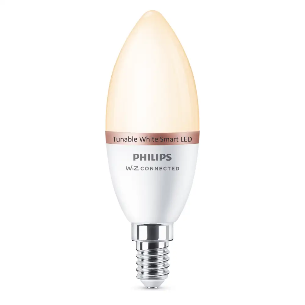 Bombilla vela LED E14 Philips WiZ 4,9W 2700K-6500K acabado mate.
