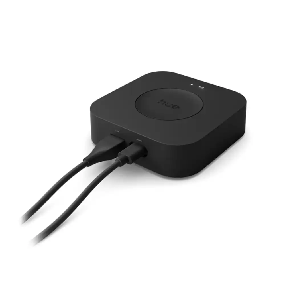 Bridge Pro para sistema Philips Hue detalle de conexiones traseras.