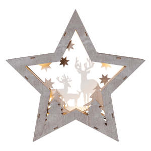 Estrella de Madera LED Navideña FAUNA Grande con Renos IP20 Interior – Eglo - Imagen 1