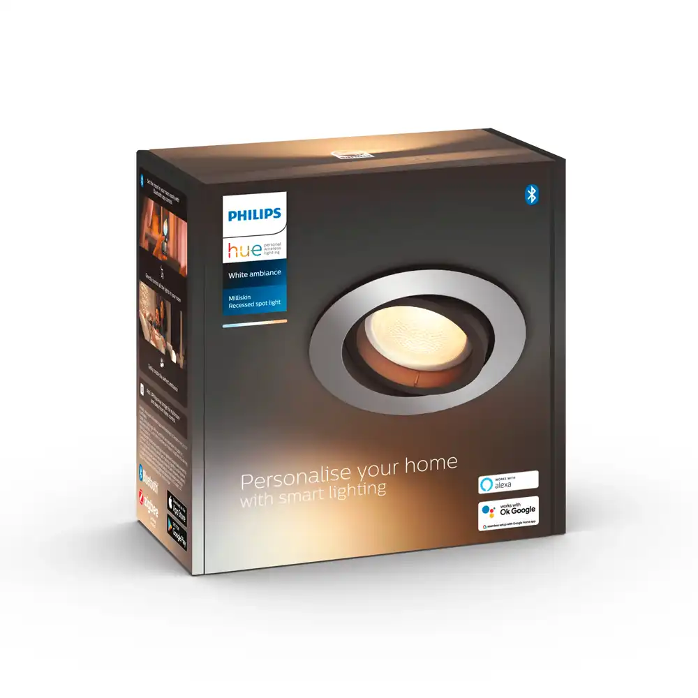 Foco empotrado Milliskin R Philips Hue LED 4.2W níquel White Ambience con caja original.