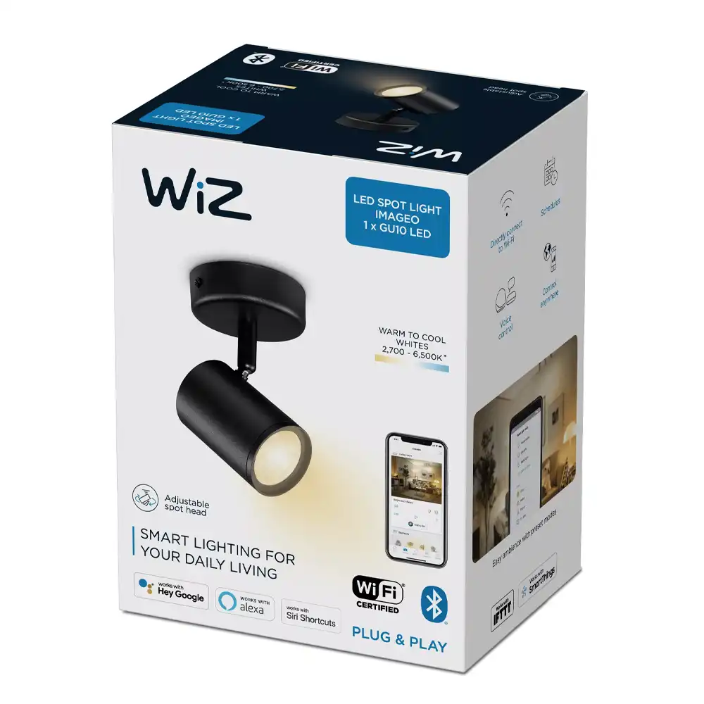 Foco LED Imageo 5W Philips WiZ negro con caja original.