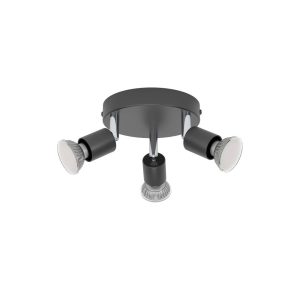 Foco Redondo Orientable STECCI-E Negro 3 Luces para Bombilla GU10 Interior IP20 – Eglo - Imagen 1