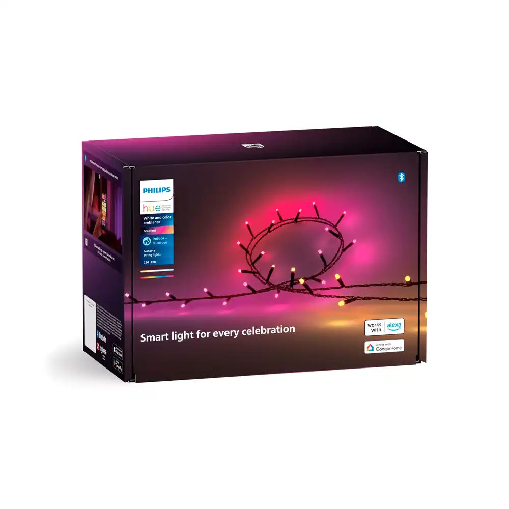 Caja packaging guirnalda Philips Hue Festavia 250 luces White and Color