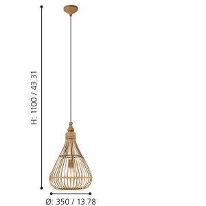 Lámpara Colgante Amsfield de Madera con Pantalla en Forma de Gota – Eglo - Imagen 3