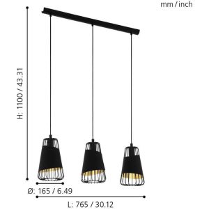 Lámpara Colgante AUSTELL Moderna Negra y Dorada 3xE27 IP20 – Eglo - Imagen 2