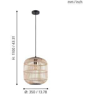Lámpara Colgante BORDESLEY de Madera Natural 1xE27 IP20 – Eglo - Imagen 3