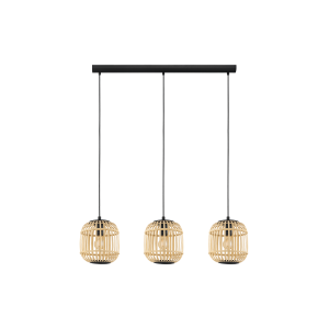 Lámpara Colgante BORDESLEY de Techo con 3 Pantallas de Bambú E27 IP20 – Eglo - Imagen 1