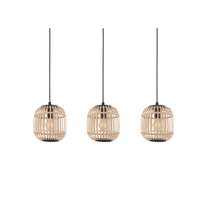 Lámpara Colgante BORDESLEY de Techo con 3 Pantallas de Bambú E27 IP20 – Eglo - Imagen 4