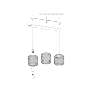 Lámpara Colgante BORDESLEY de Techo con 3 Pantallas de Bambú E27 IP20 – Eglo - Imagen 5