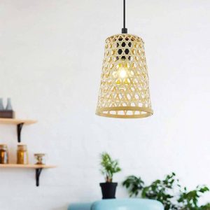 Lámpara Colgante CLAVERDON Pequeña de Madera y Acero 1xE27 IP20 – Eglo - Imagen 2