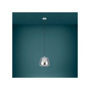 Lámpara Colgante de Techo ALBARINO de Cristal Negro Cromo 1xE27 Ø26 cm IP20 – Eglo - Imagen 2