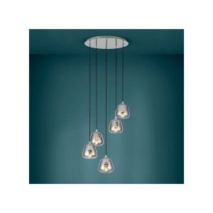 Lámpara Colgante de Techo ALBARINO de Cristal Negro Cromo 5xE27 IP20 – Eglo - Imagen 2