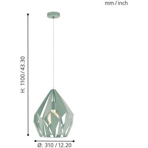 Lámpara Colgante de Techo CARLTON-P Verde Menta 1xE27 IP20 – Eglo - Imagen 3