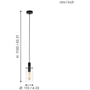 Lámpara Colgante de Techo MONTEFINO de Cristal Transparente 1xE27 IP20 – Eglo - Imagen 2